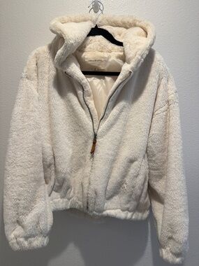 Thread & Supply Off-White Sherpa Hooded Zip Jacket